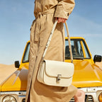 Genuine Leather Top-Handle Crossbody Small Square Bag