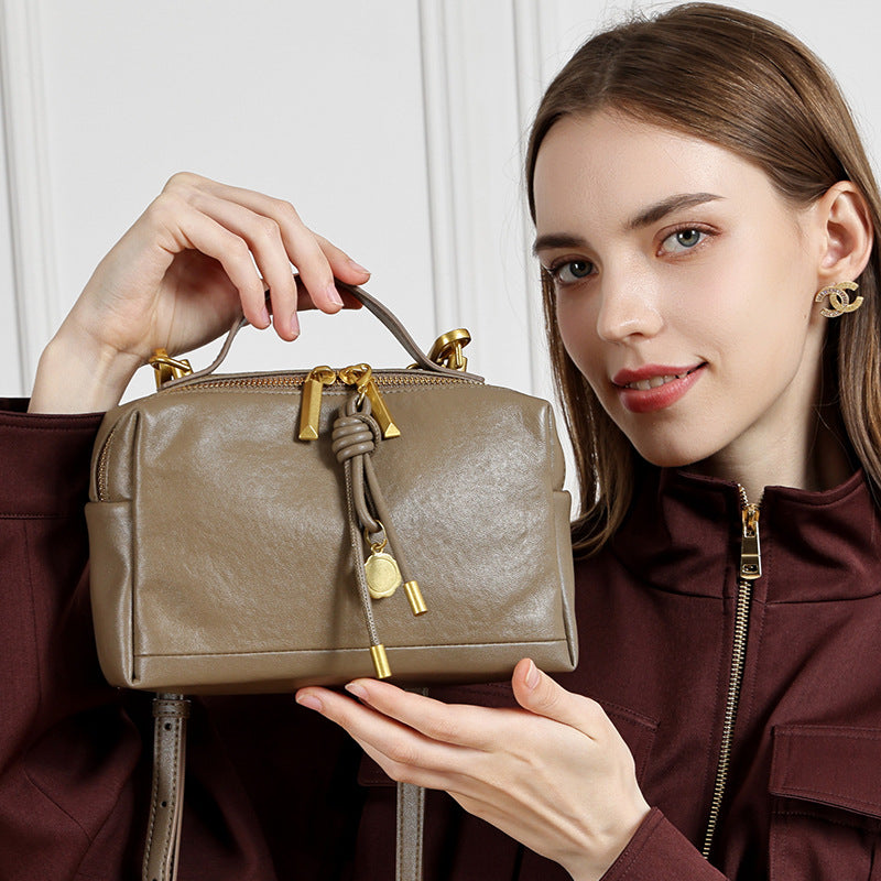 Commuter Genuine Leather Top Handle Shoulder Crossbody Bag