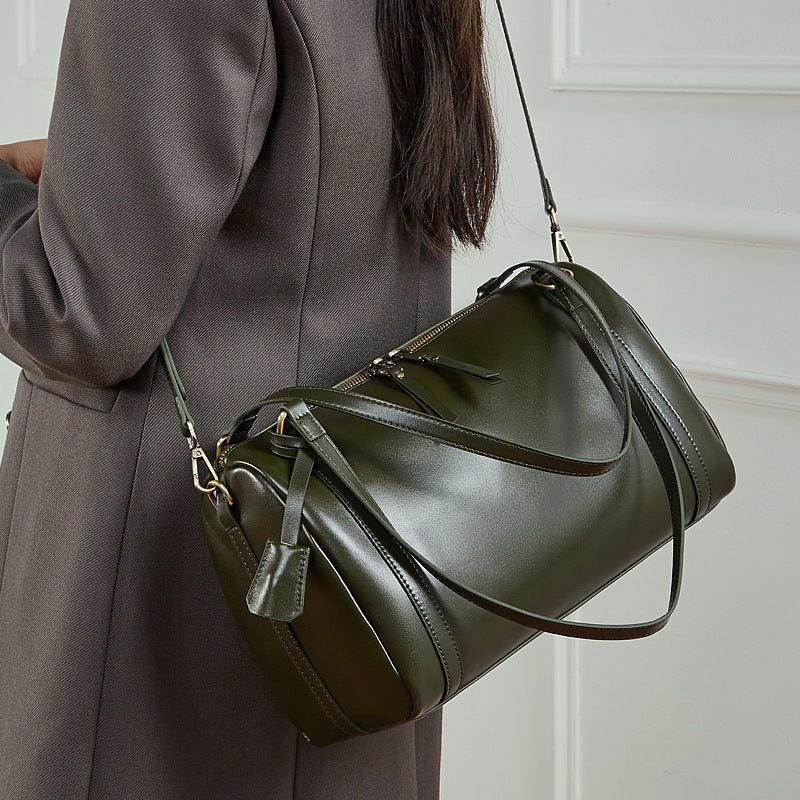 Genuine Leather Underarm Crossbody Pillow Bag