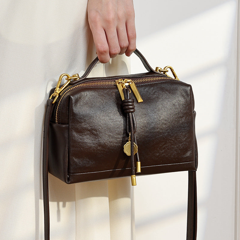 Commuter Genuine Leather Top Handle Shoulder Crossbody Bag