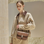 Genuine Leather Top-Handle Crossbody Small Square Bag