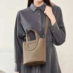Minimalist Bucket Bag With Top Handles And Shoulder Strap