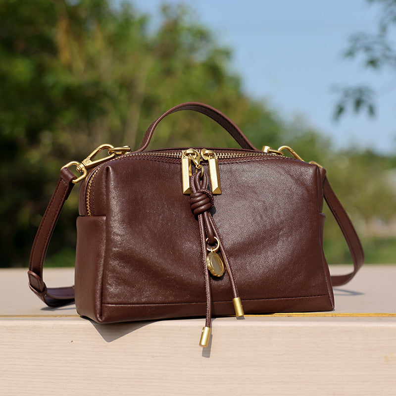 Commuter Genuine Leather Top Handle Shoulder Crossbody Bag