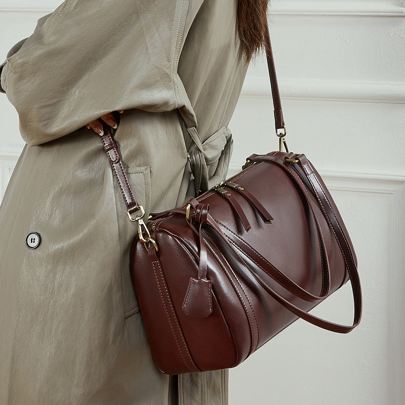 Genuine Leather Underarm Crossbody Pillow Bag