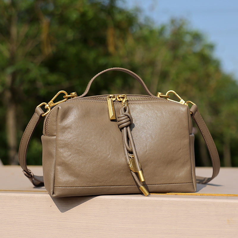 Commuter Genuine Leather Top Handle Shoulder Crossbody Bag