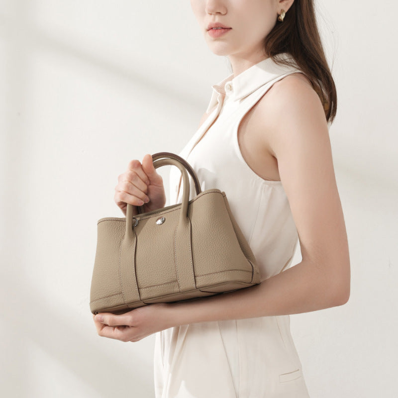 Vintage Genuine Leather Crossbody Top-Handle Bucket Bag