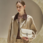 Genuine Leather Top-Handle Crossbody Small Square Bag