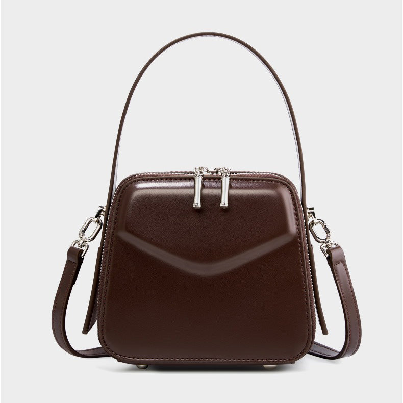 Genuine Leather Large Capacity Top-Handle Crossbody Bag