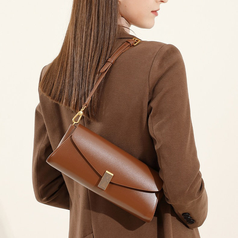Genuine Leather Top-Handle Crossbody Small Square Bag