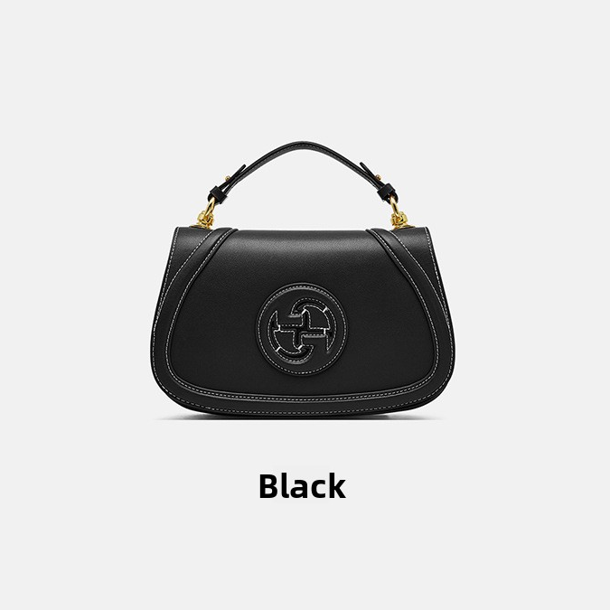 Genuine Leather Top-Handle Crossbody Saddle Bag