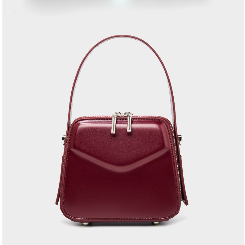Genuine Leather Large Capacity Top-Handle Crossbody Bag