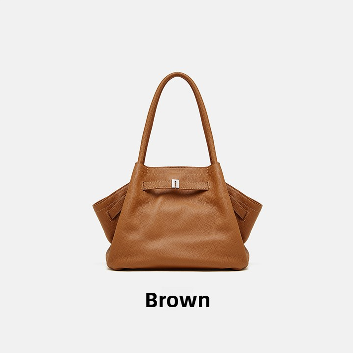 Genuine Leather Top-Handle Crossbody Tote Bag