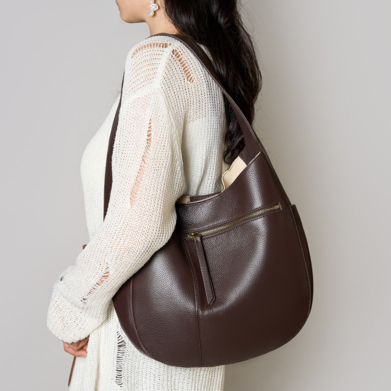 Genuine Leather Large Capacity Top-Handle Tote Bag