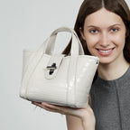 Genuine Leather Top-Handle Crossbody Tote Bag
