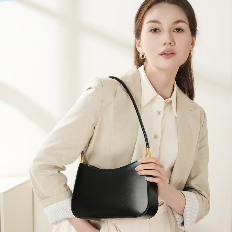 Genuine Leather Shoulder Crossbody Baguette Bag