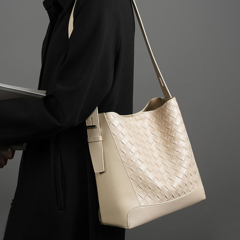 Genuine Leather Large Capacity Shoulder Handheld Tote Bag