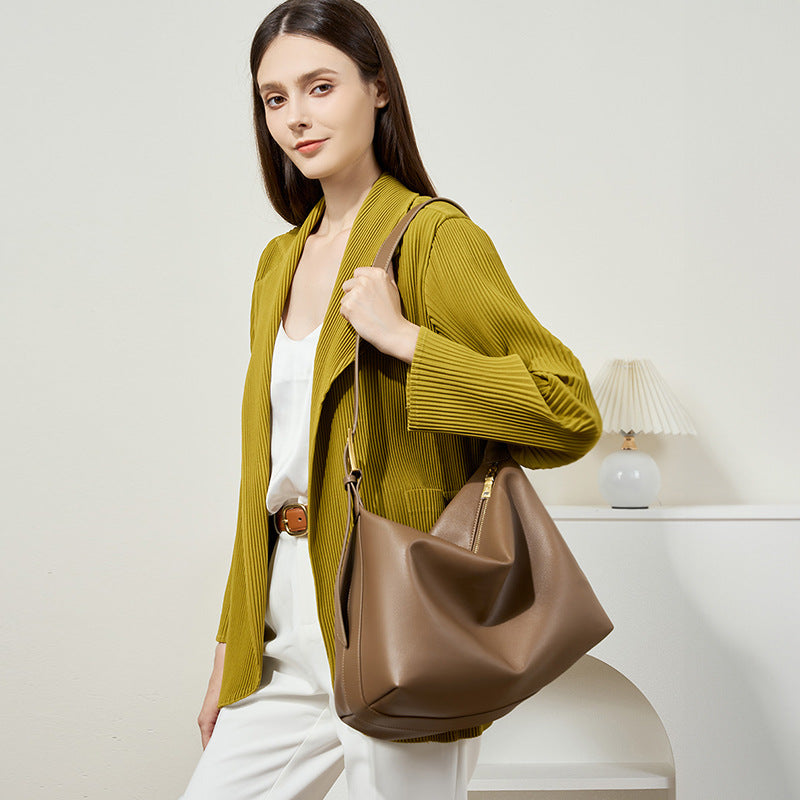 Genuine Leather Shoulder Crossbody Tote Bag