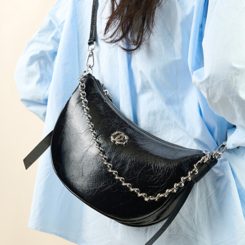 Genuine Leather Crossbody Handheld Dumpling Bag