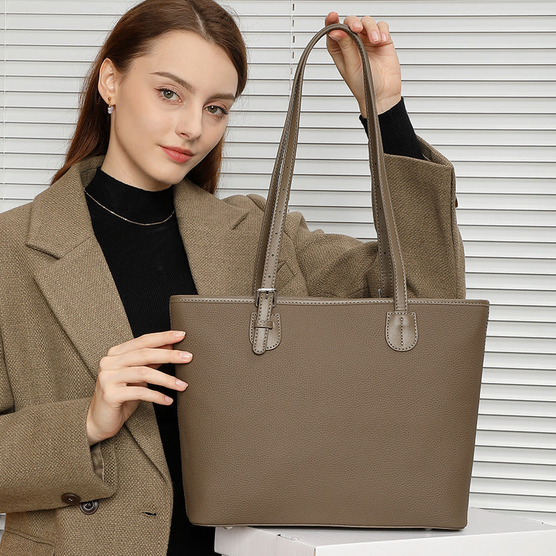 Large Capacity Genuine Leather Top-Handle Tote Bag