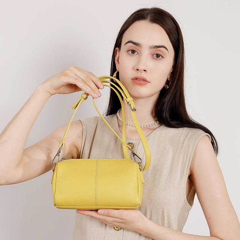 Genuine Leather Top-Handle Crossbody Small Square Bag