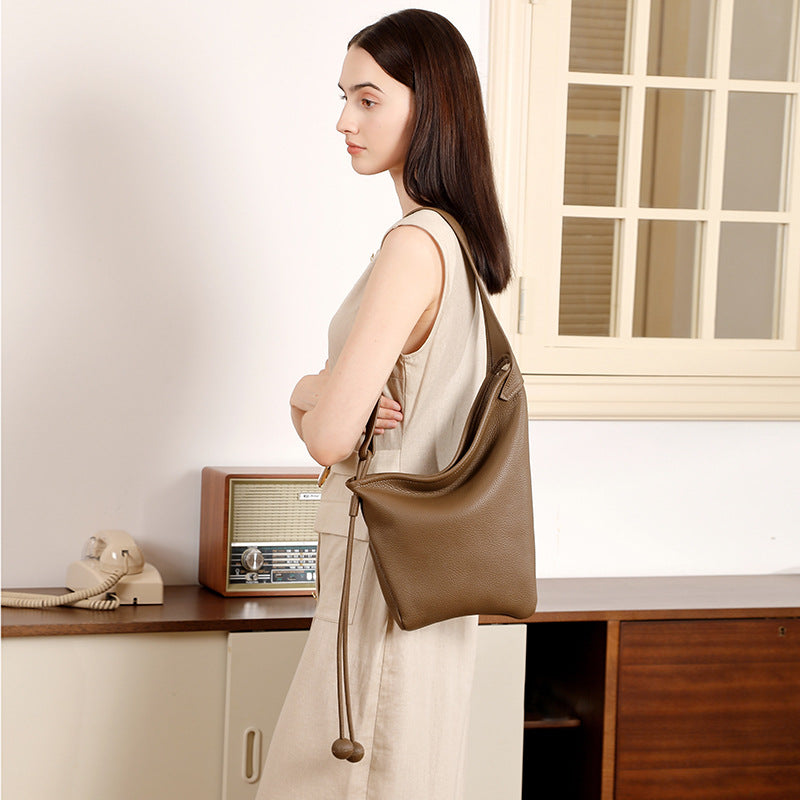 Genuine Leather Shoulder Crossbody Dumpling Bag