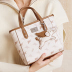 Genuine Leather Top-Handle Crossbody Tote Bag
