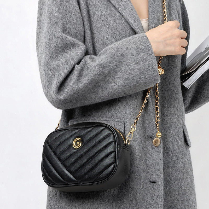 Genuine Leather Small Square Crossbody Bag