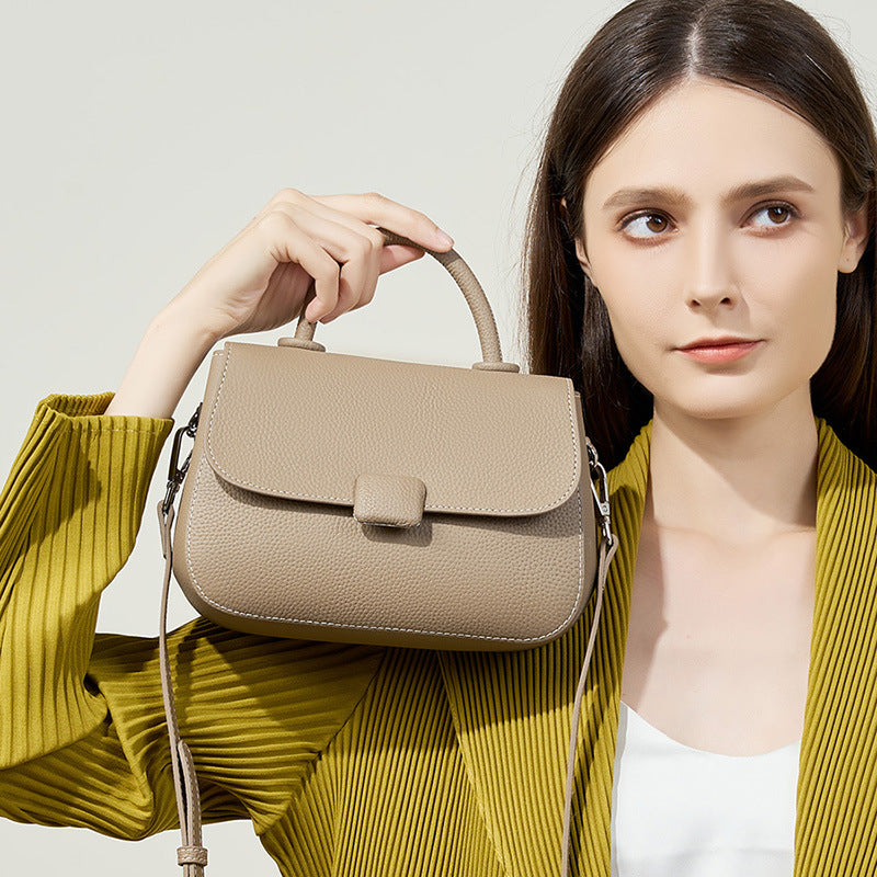Genuine Leather Top-Handle Crossbody Bag