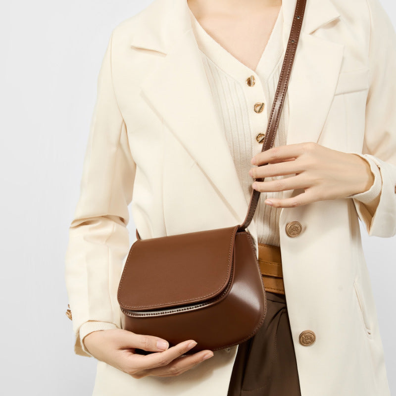 Genuine Leather Shoulder Crossbody Saddle Bag