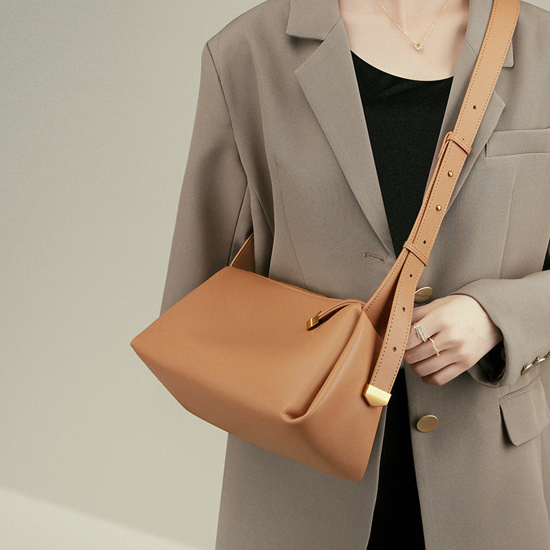 Genuine Leather Crossbody Baguette Bag