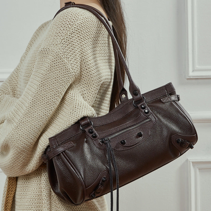 Genuine Leather Shoulder Crossbody Handbag Motorcycle Bag