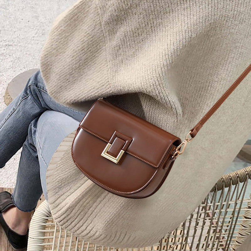 Genuine Leather Crossbody Saddle Bag