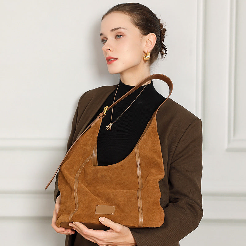 Genuine Leather Top-Handle Crossbody Tote Bag