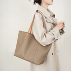 Vintage Genuine Leather Shoulder Tote Bag With Top Handles