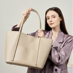 Genuine Leather Work Tote Bag With Top Handle and Shoulder Strap