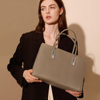 Vintage Genuine Leather Tote Bag With Top Handles