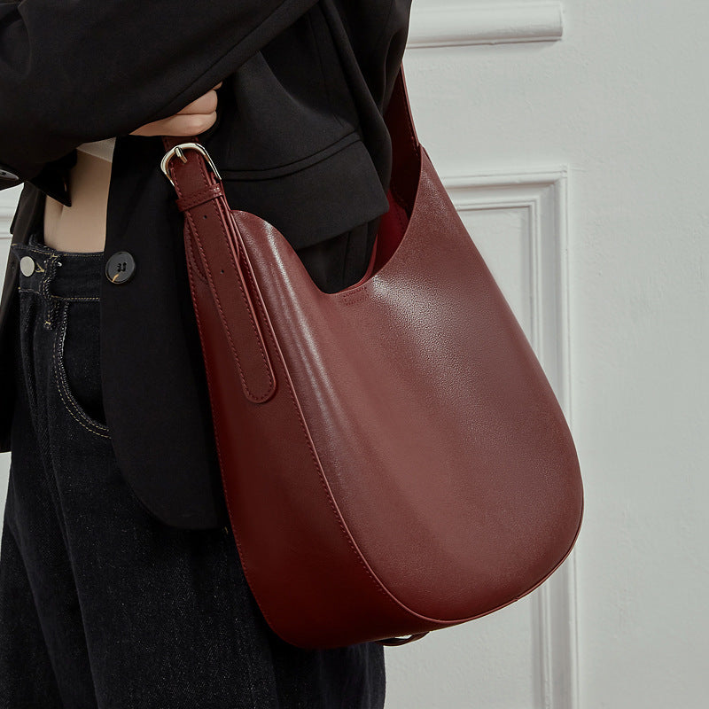 Genuine Leather Top-Handle Crossbody Tote Bag