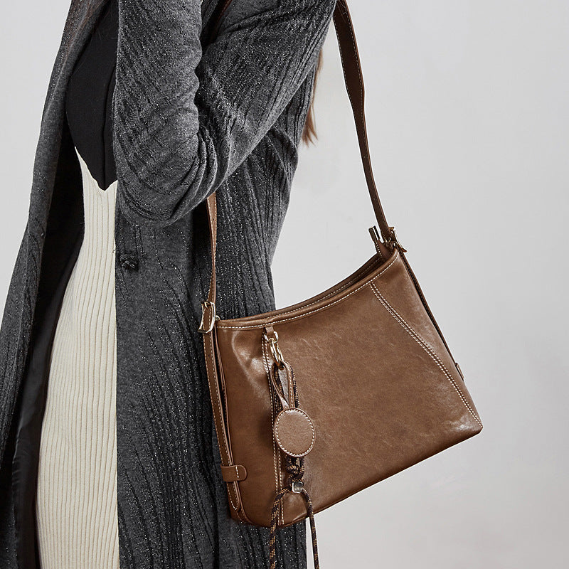 Genuine Leather Crossbody Tote Bag