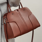 Genuine Leather Top-Handle Crossbody Tote Bag