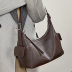 Genuine Leather Top-Handle Crossbody Tote Bag