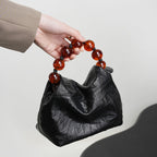 Genuine Leather Top-Handle Crossbody Lunch Box Bag