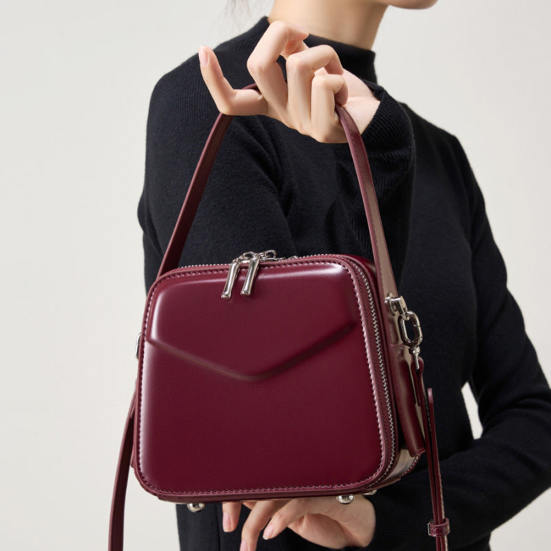 Genuine Leather Large Capacity Top-Handle Crossbody Bag