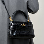 Genuine Leather Top-Handle Kelly Bag
