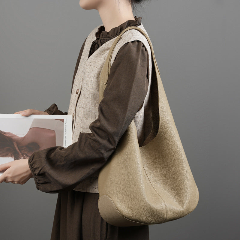 Large Capacity Genuine Leather Shoulder Tote Bag
