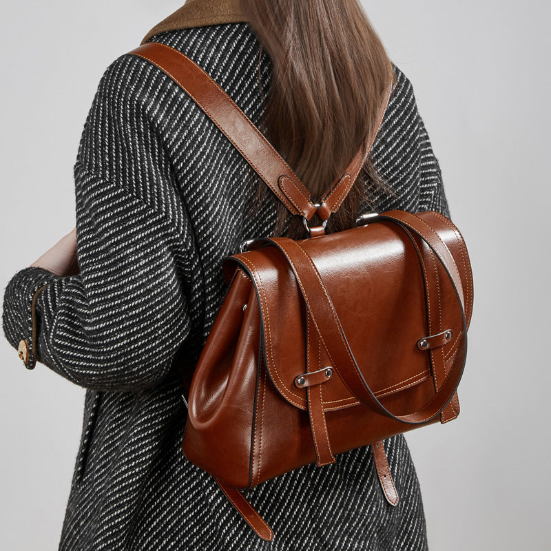 Large Capacity Genuine Leather Women's Backpack