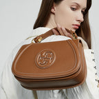 Genuine Leather Top-Handle Crossbody Saddle Bag