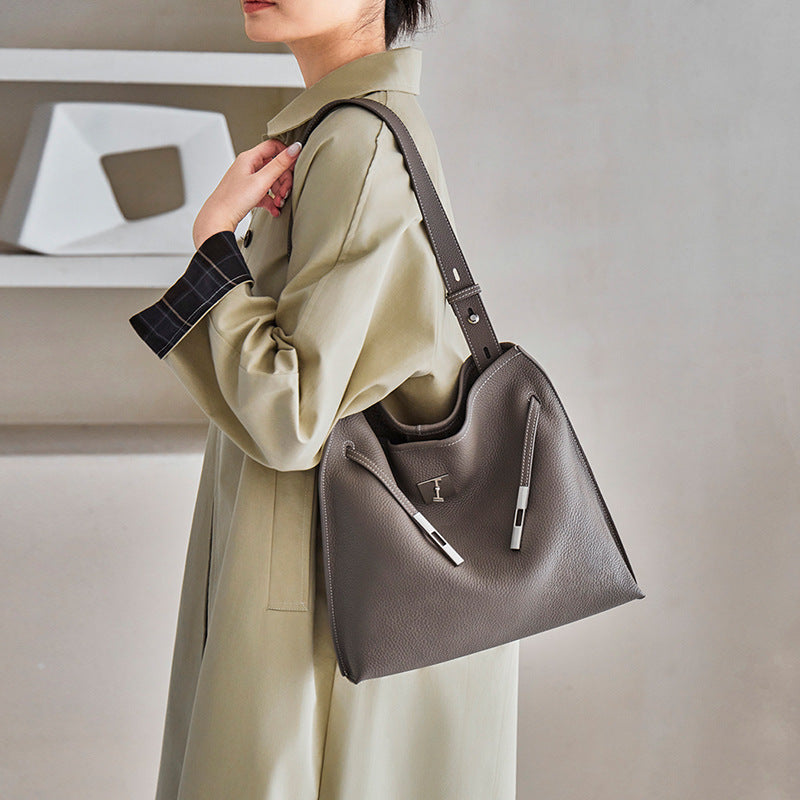 Large Capacity Genuine Leather Shoulder Crossbody Tote Bag