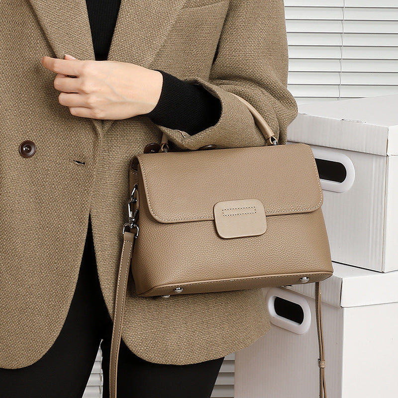 Genuine Leather Crossbody Handheld Shell Bag