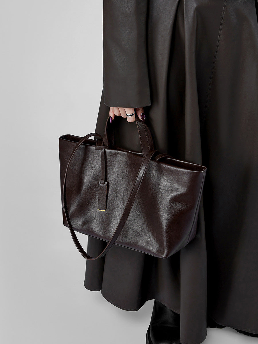 Vintage Genuine Leather Shoulder Tote Bag
