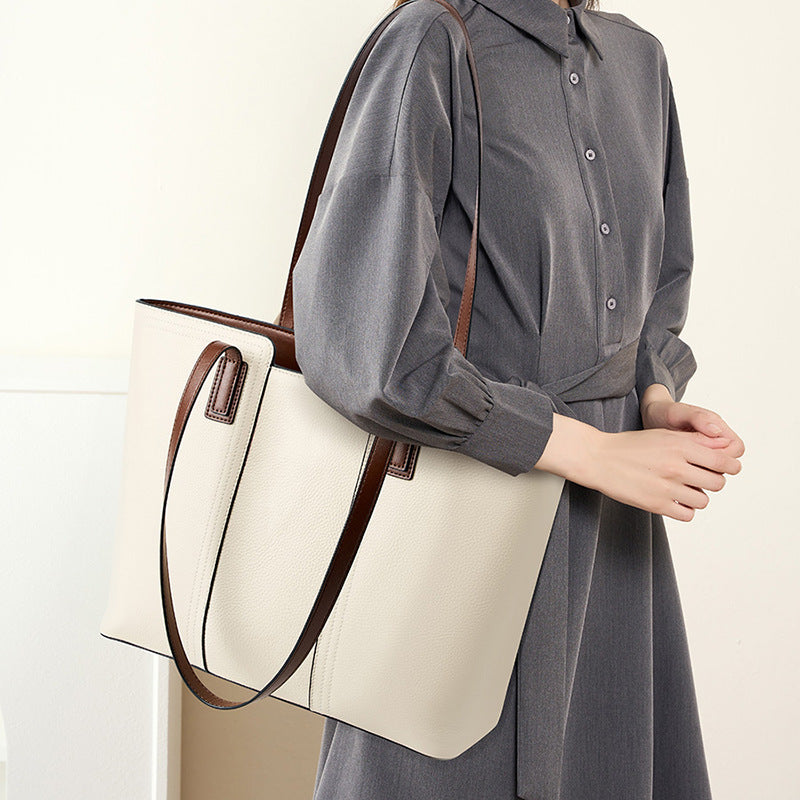 Large Capacity Genuine Leather Shoulder Tote Bag For Work